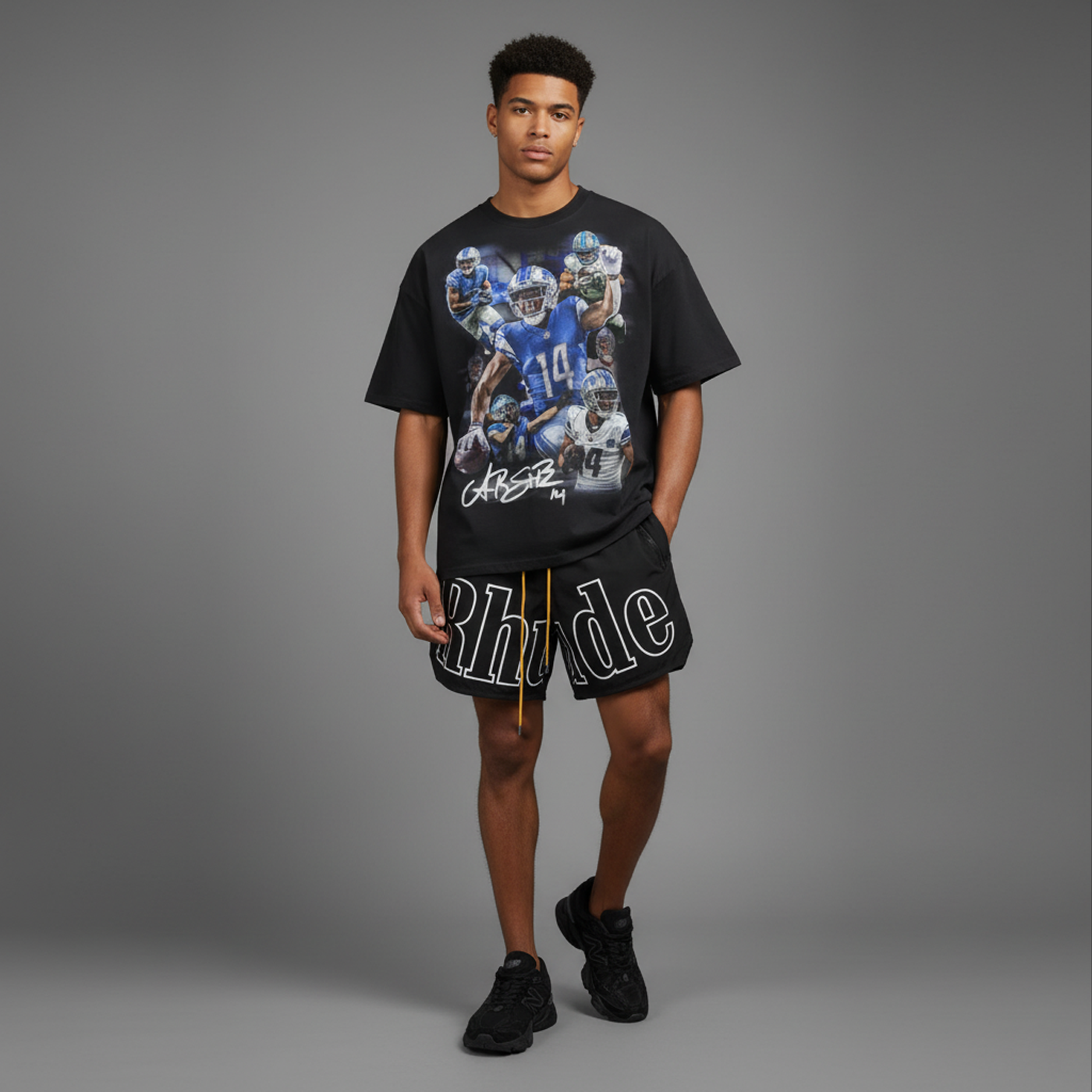 Amon-Ra St. Brown PREMIUM Oversized Tee in Black