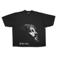 He Has Risen PREMIUM Oversized Tee in Black
