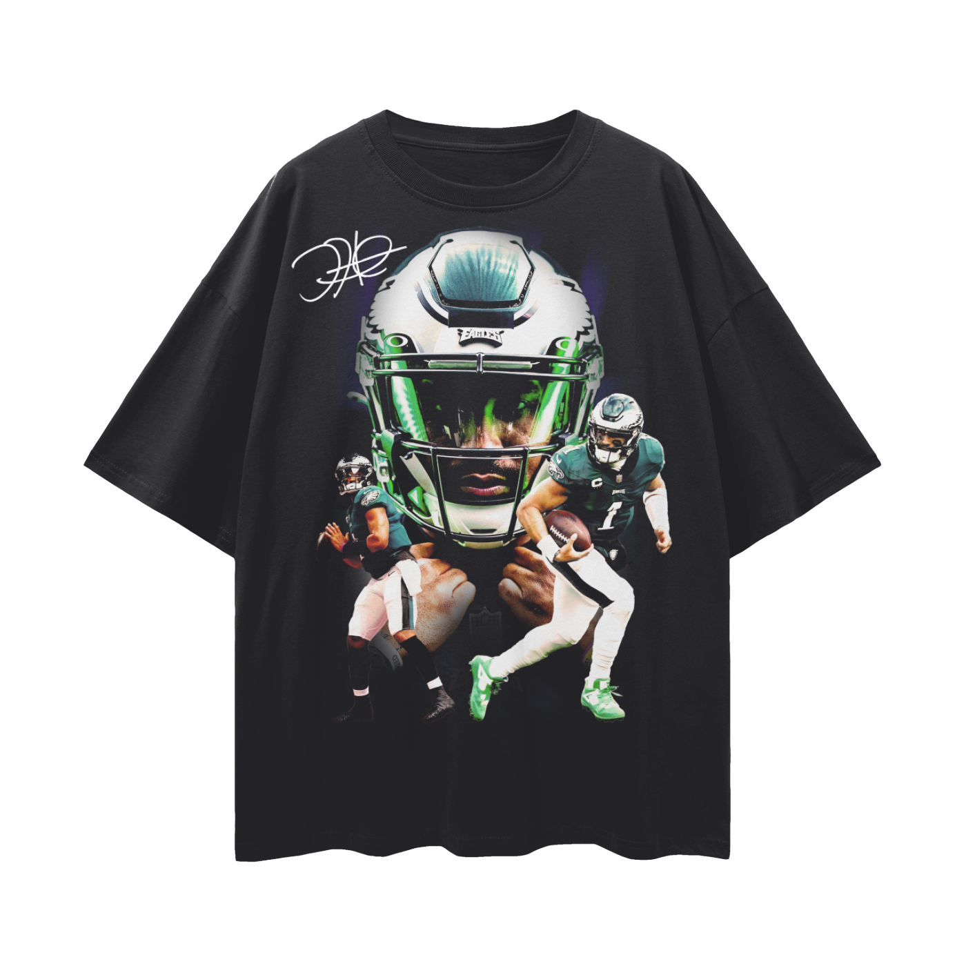 Jalen Hurts x Eagles PREMIUM Oversized Tee in Black