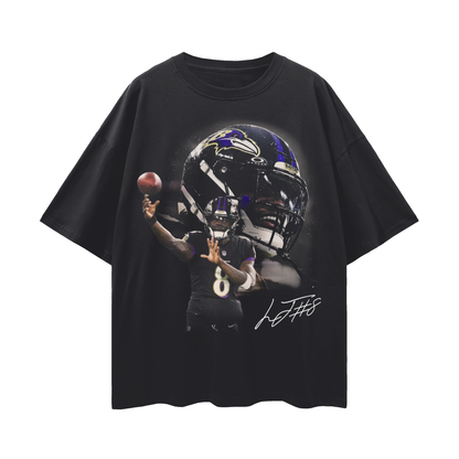 Lamar Jackson x Ravens PREMIUM Oversized Tee in Black