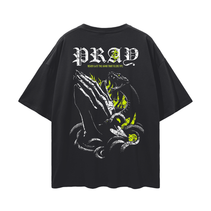 Pray Not Prey PREMIUM Oversized Tee in Black