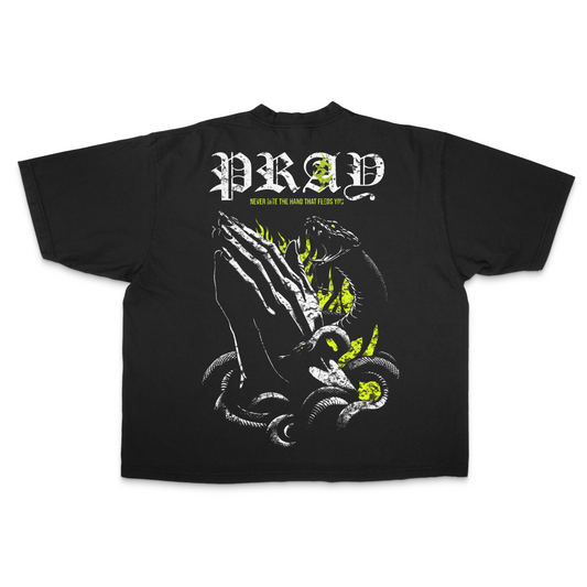 Pray Not Prey PREMIUM Oversized Tee in Black