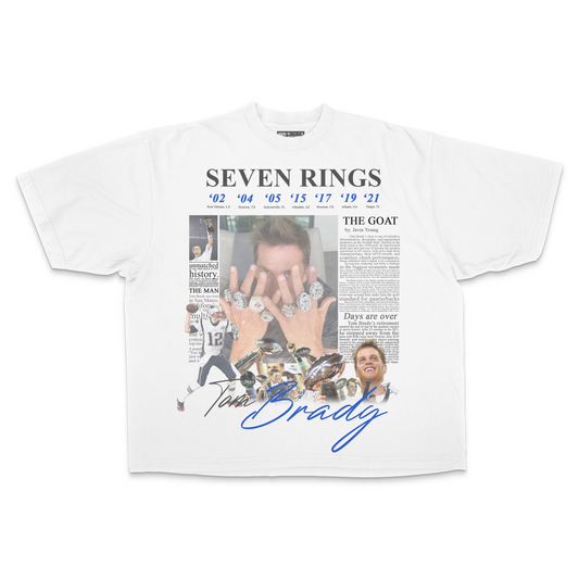 Tom Brady “Seven Rings” PREMIUM Oversized Tee in White