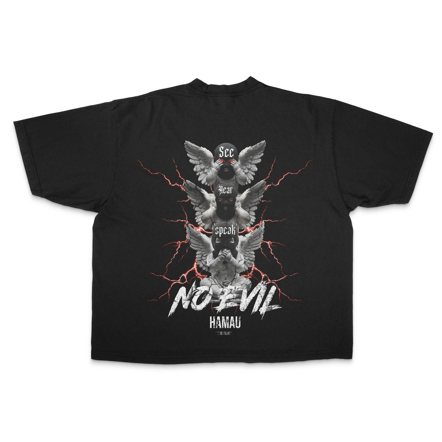 Hamau “Be Silent” PREMIUM Oversized Tee in Black