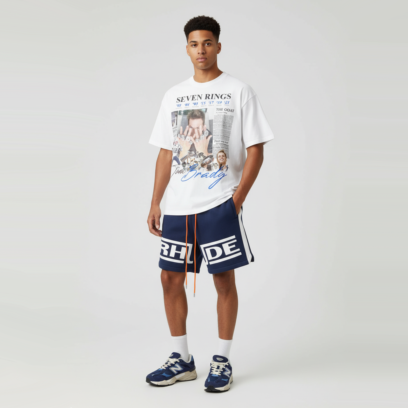 Tom Brady “Seven Rings” PREMIUM Oversized Tee in White