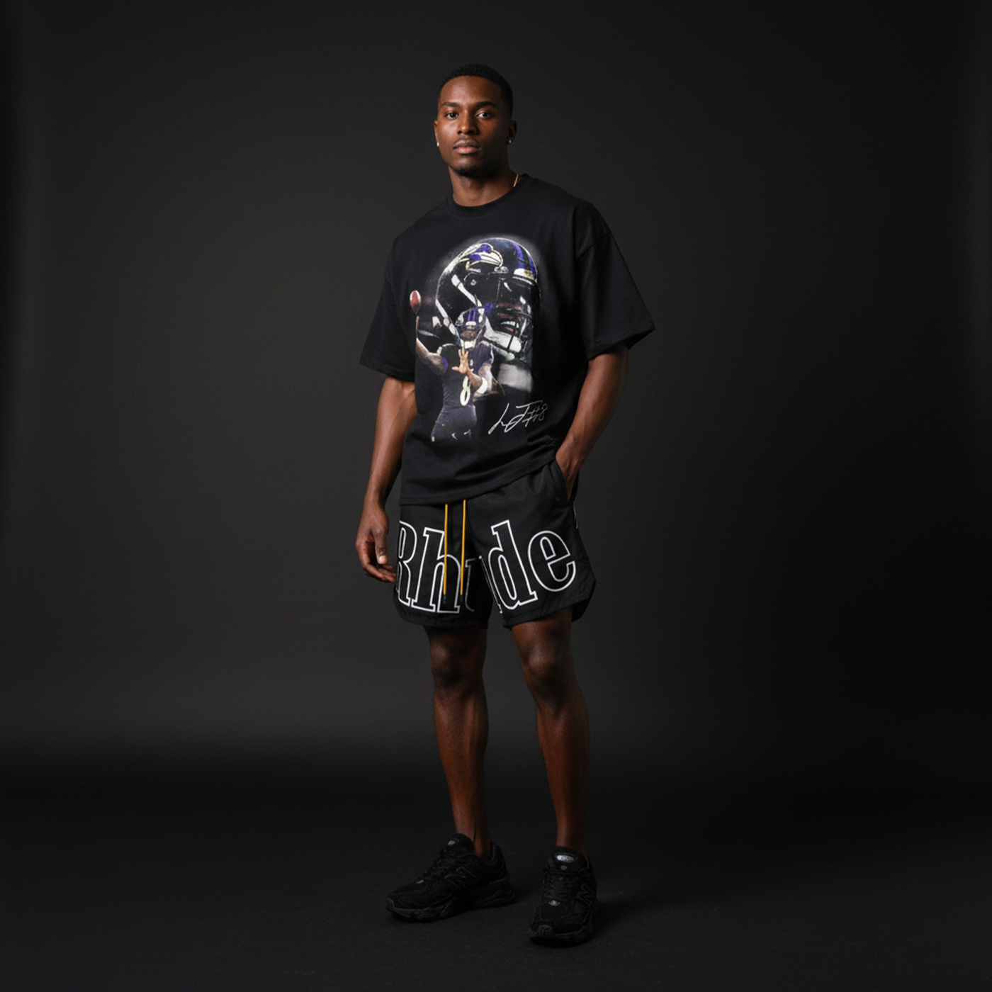 Lamar Jackson x Ravens PREMIUM Oversized Tee in Black